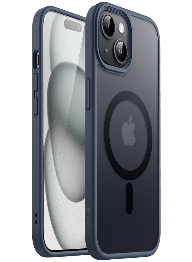 جي تيك جراب مغناطيسي من JETech لهاتف iPhone 15 Plus مقاس 6.7 بوصة متوافق مع MagSafe، غطاء خلفي شفاف غير لامع، نحيف ومقاوم للصدمات (أزرق عاصف) - Image 1